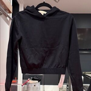 Michael Kors Black Cropped Hoodie Sweatshirt